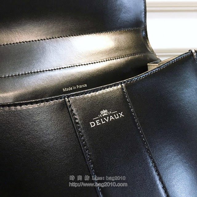 DELVAUX女包 德爾沃Brillant經典款 進口box牛皮 德爾沃女手提包 DV0028黑銀 大號Delvaux單肩包  fcs1124